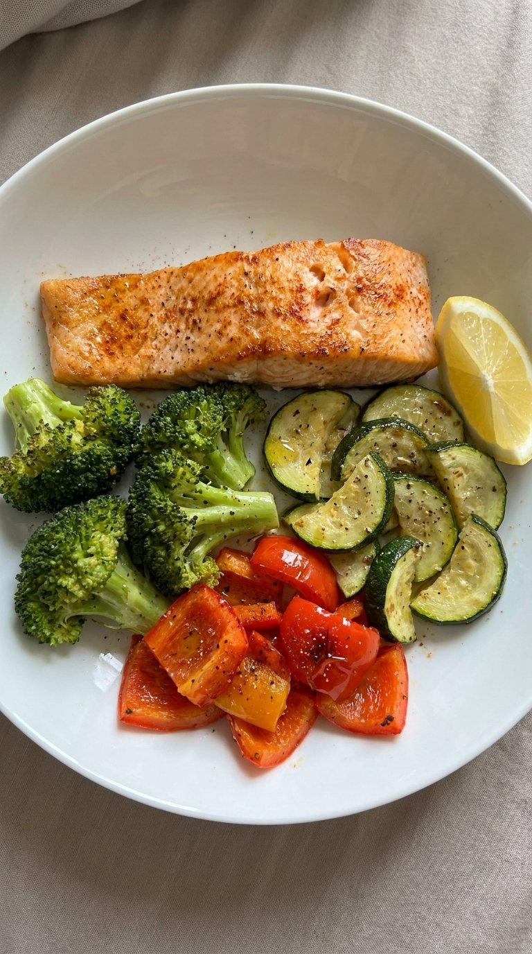 Baked Salmon with Roasted Vegetables – Healthy Dinner for Weight Loss
